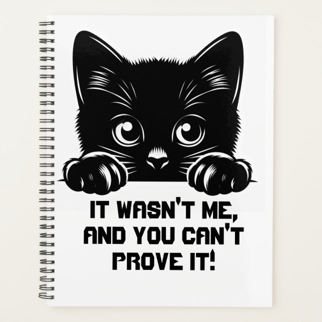 Agenda Gato Preto Bonito Com Citação Engraçada (Frente)