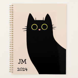 Agenda Gato preto bonito no estilo do Meio século