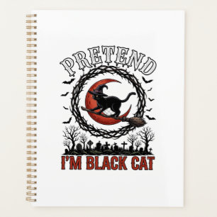Agenda Gato Preto Falso Chapéu de Bruxa de Halloween Lua