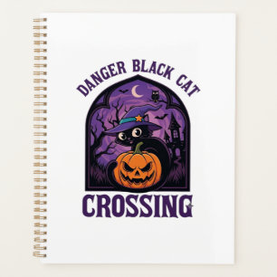 Agenda Gato Preto Perigoso Cruzando Abóbora de Halloween
