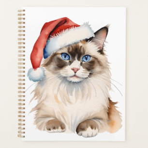 Agenda Gato Ragdoll de Natal Aquarela