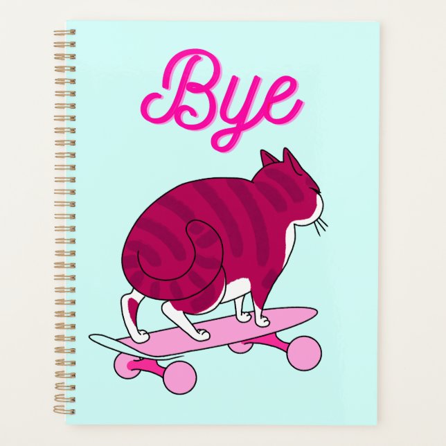 Agenda Gato Rosa De Pé Com Texto Engraçado (Frente)