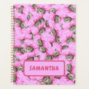Agenda Gato Rosa Engraçado Personalizado