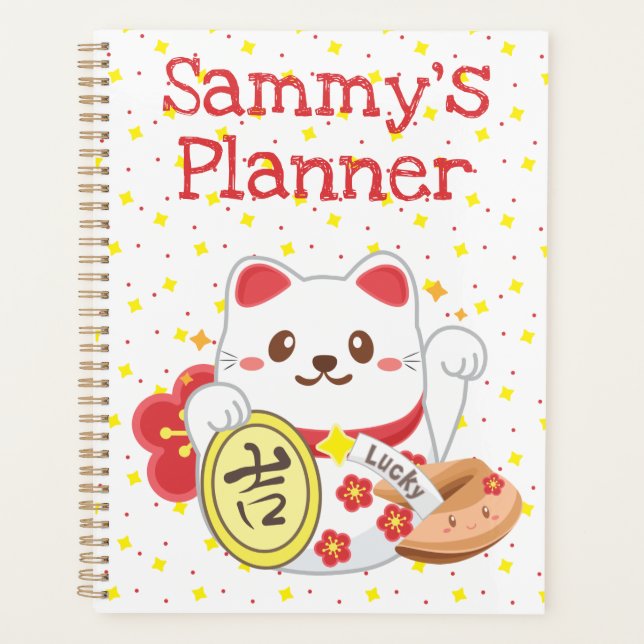 Agenda Gato Sortudo Oriental Kawaii & Biscoito da Sorte (Frente)