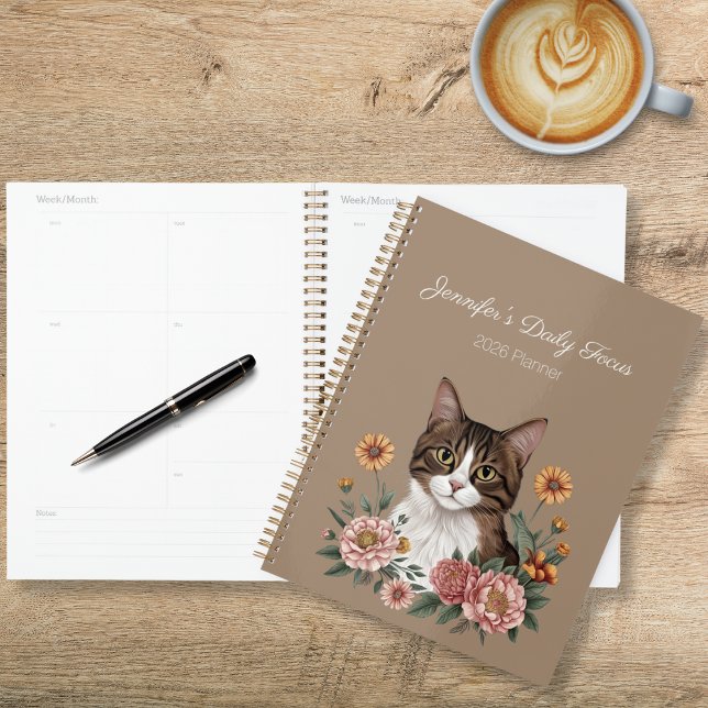 Agenda Gato Tabby Floral (Criador carregado)