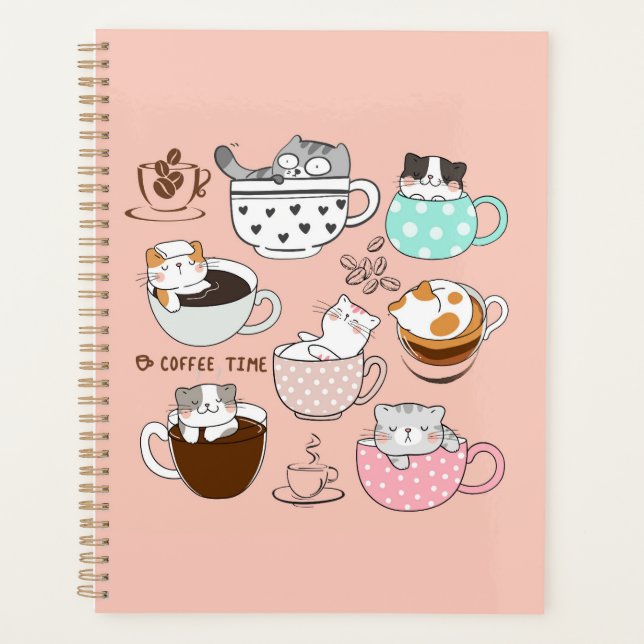 Agenda Gatos de Café Engraçados (Frente)