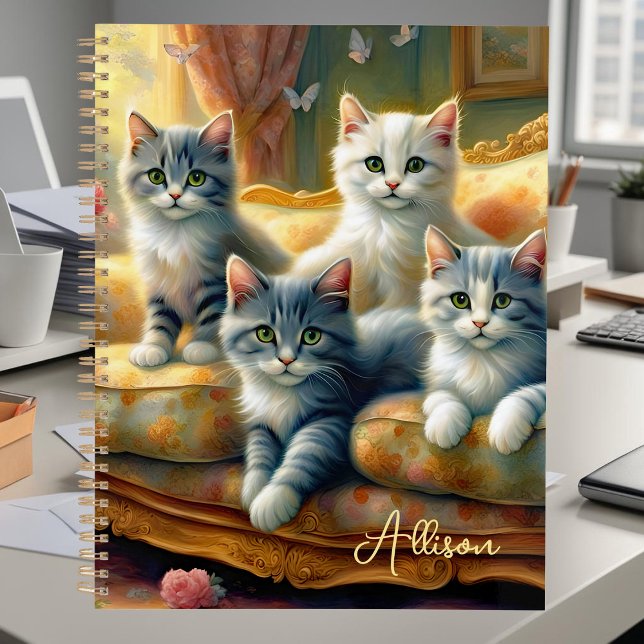 Agenda Gatos no sofá - cena fofa no visual da safra (Criador carregado)