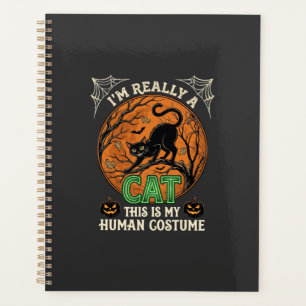 Agenda Gatos Pretos Abóbora Lua Halloween de Verdade