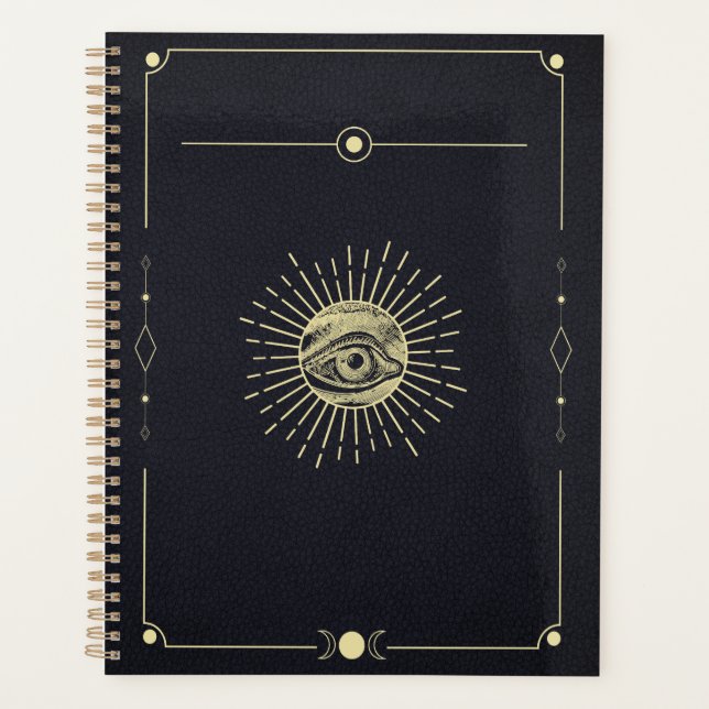 Agenda Gaze Cósmica - Design Esotérico do Ouro (Frente)