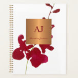 Agenda Gelado elegante e minimalista moderno - ouro flora<br><div class="desc">Um planejador de 2026, de negócios quólicos glamourosos, de tendências glamourosas, com um belo ramo floral vermelho pintado manualmente com um rótulo quadrado monograma geométrico metálico de cobre dourado. Perfeito para uma imagem de negócio sofisticada na moda feminina para um estilista de moda, decorador de interiores, designer, arquiteto, gerente de...</div>