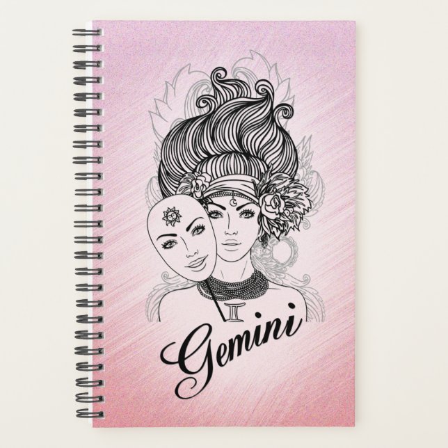 Agenda Gemini - Vazio Rosa Mascarado Lady Zodiac (Frente)