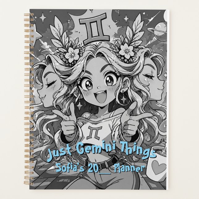Agenda Gemini Zodiac Anime Celestial Aesthetic Manga (Frente)
