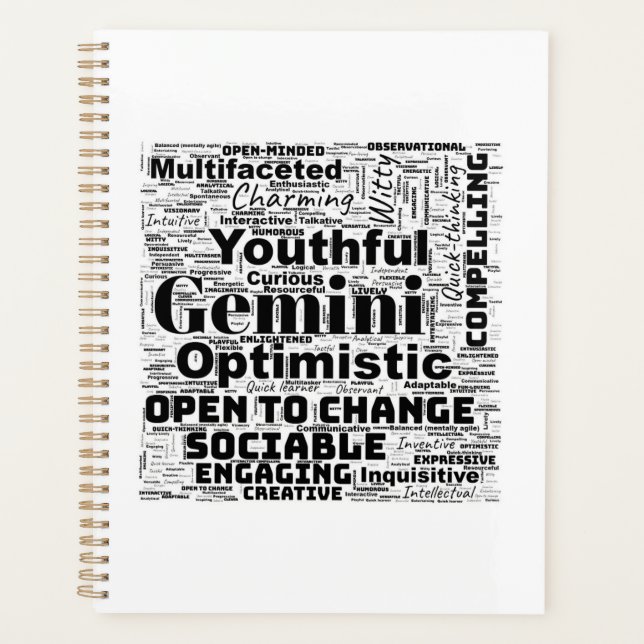 Agenda Gemini Zodiac Word Cloud Planner (Frente)