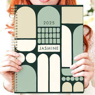 Agenda Geométrico Abstrato Verde 2025 Nome Persona