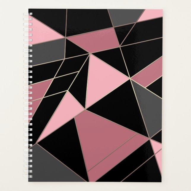 Agenda Geométrico, cinzas, rosa (Frente)
