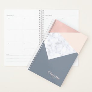 Agenda geométrico elegante de cinza dourada rosa de már
