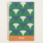 Agenda Geométrico geométrico azul moderno, retro-personal<br><div class="desc">A moderna geometria laranja-rosa retro personalizou um orçamento único e mínimo, brilhante e ousado best-seller. Natal, aniversário, aniversário, graduação, dia de as mães, dia de os pais, novo ano, organização do ano escolar.</div>