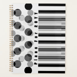 Agenda Geométrico Personalizado de Preto e Branco