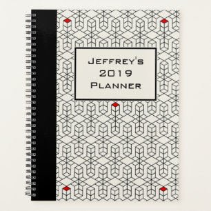 Agenda Geométrico Personalizável Preto e Branco