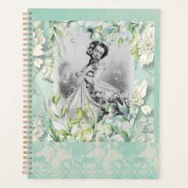 Agenda Georgian lady in Sea Moss Green and leaves.