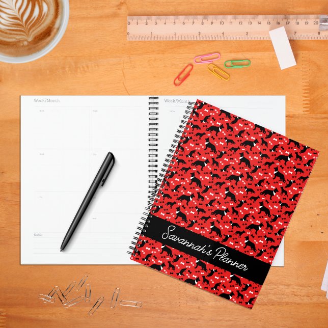 Agenda German shepherd Cão Shepard Semanal (German Shepherds Red Personalized Planner)