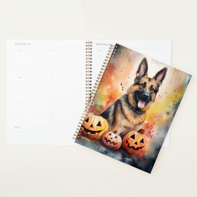 Agenda German shepherd De Halloween Com Abóboras Assustad (Exibição)
