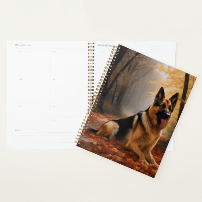 Agenda German shepherd no outono Folhas caem inspiração (Exibição)
