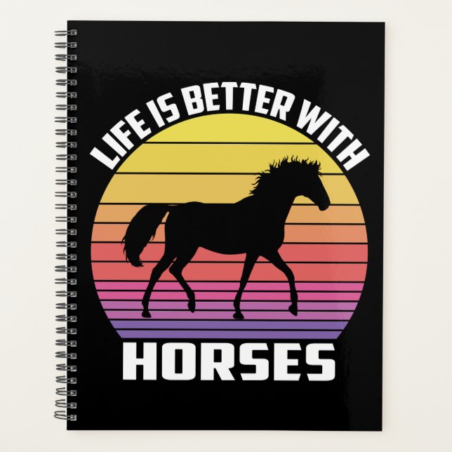 Agenda Gift Equestrian Cowgirl Black Horse Lover Diariame (Frente)