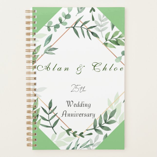 Agenda Gift Planner do Aniversário de Casamento Botânico  (Frente)