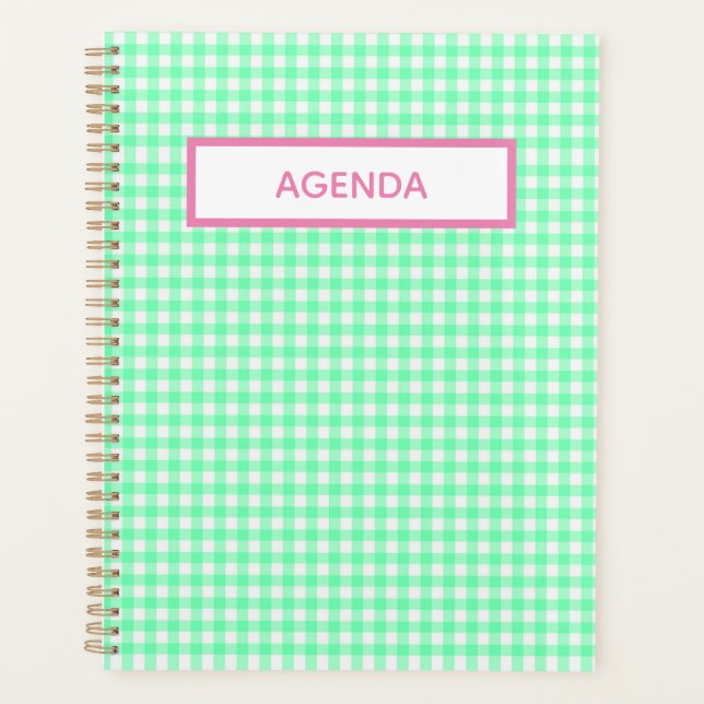 Agenda Gingham Planner Verde (Frente)