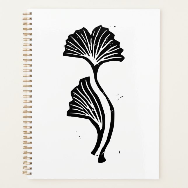 Agenda Gingko Leaf Lino Impressão (Frente)