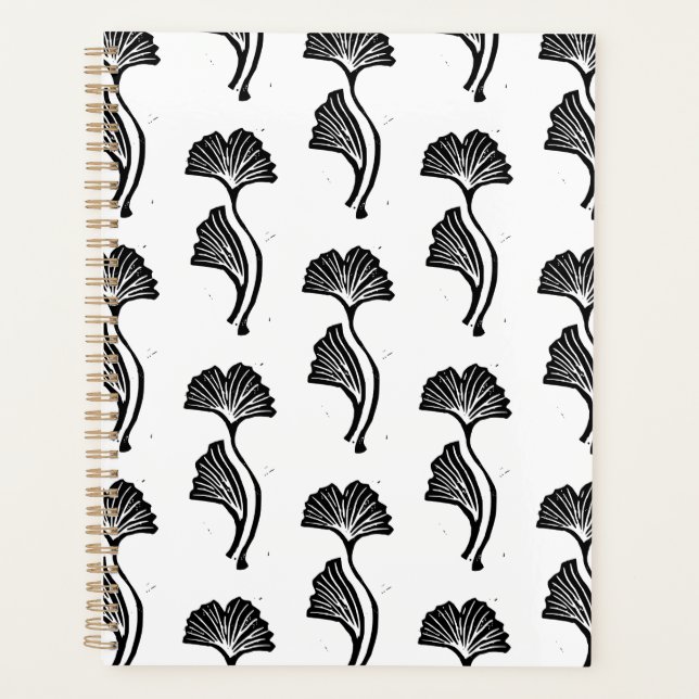Agenda Gingko Leaf Lino Impressão (Frente)