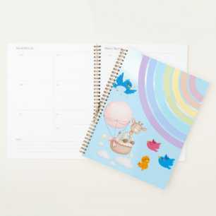 Agenda Girafa em Aquarela Sonhadora em Balão de Ar Quente