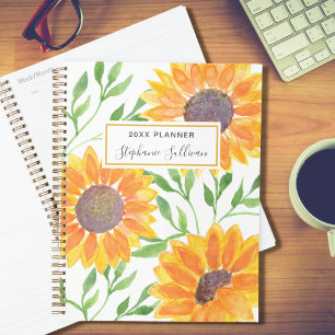 Agenda Girassóis Amarelos Cores de Água Personalizadas