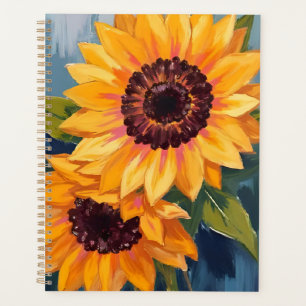 Agenda Girassóis Amarelos Pintura Floral em Aquarela