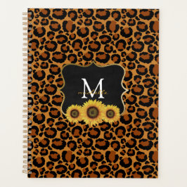 Agenda Girassóis personalizados e leopardo