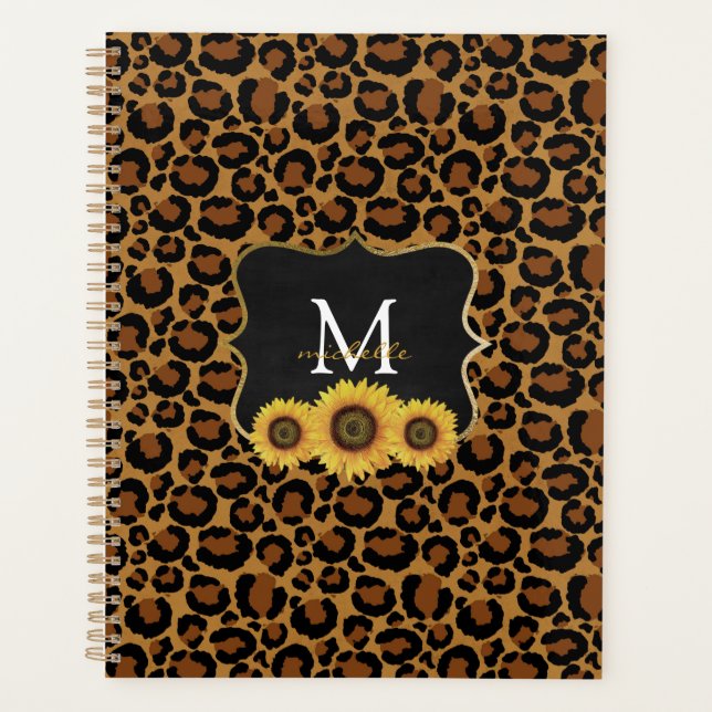 Agenda Girassóis personalizados e leopardo (Frente)