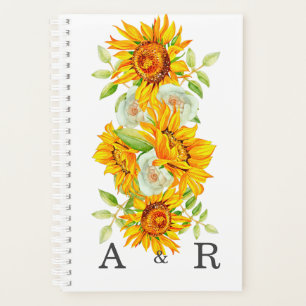 Agenda Girassol Amarelo com Monograma Personalizado