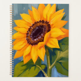 Agenda Girassol Amarelo Floral Aquarela Brilhante