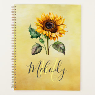Agenda Girassol com nome de script Monograma