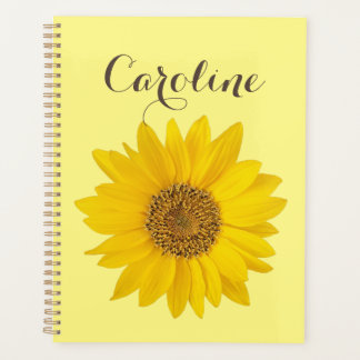 Agenda Girassol com nome personalizado amarelo-claro