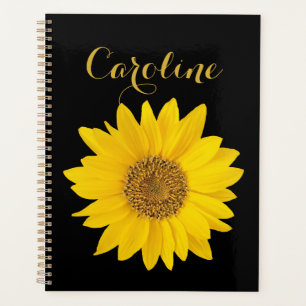 Agenda Girassol com nome personalizado em preto