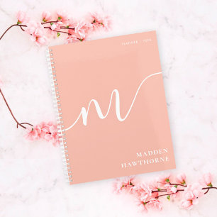 Agenda Girassol Monograma - Caligrafia Cor-de-rosa