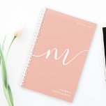 Agenda Girassol Monograma - Caligrafia Cor-de-rosa<br><div class="desc">Caligrafia de Monograma com Planner Rosa Espelhado de Coral. Fácil de personalizar o monograma de tipografia feminina e elegante. Ideia de presente de nome monograma perfeito!</div>