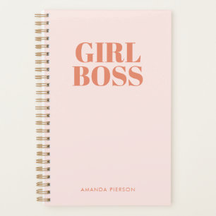 Agenda GIRL BOSS Pink Red Retro Calliografia Planner