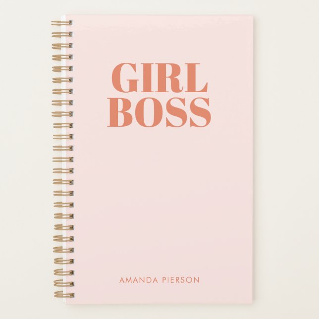 Agenda GIRL BOSS Pink Red Retro Calliografia Planner (Frente)
