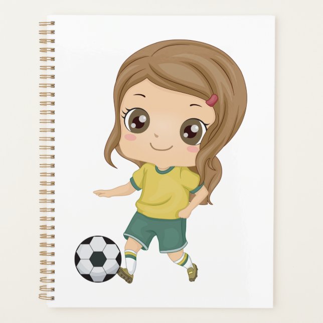 Agenda Girl Playing Soccer Adorable Kids Sports (Frente)