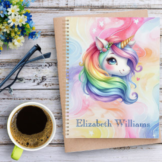 Agenda Girls Cute Rainbow Unicorn Nome Personalizado