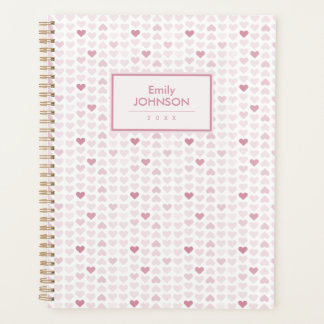 Agenda Girly Blush Pink Heart Pattern 