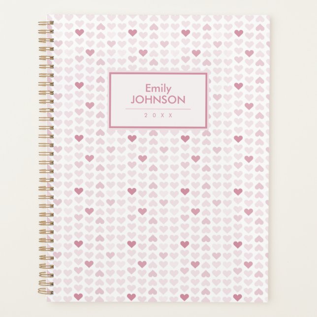 Agenda Girly Blush Pink Heart Pattern  (Frente)